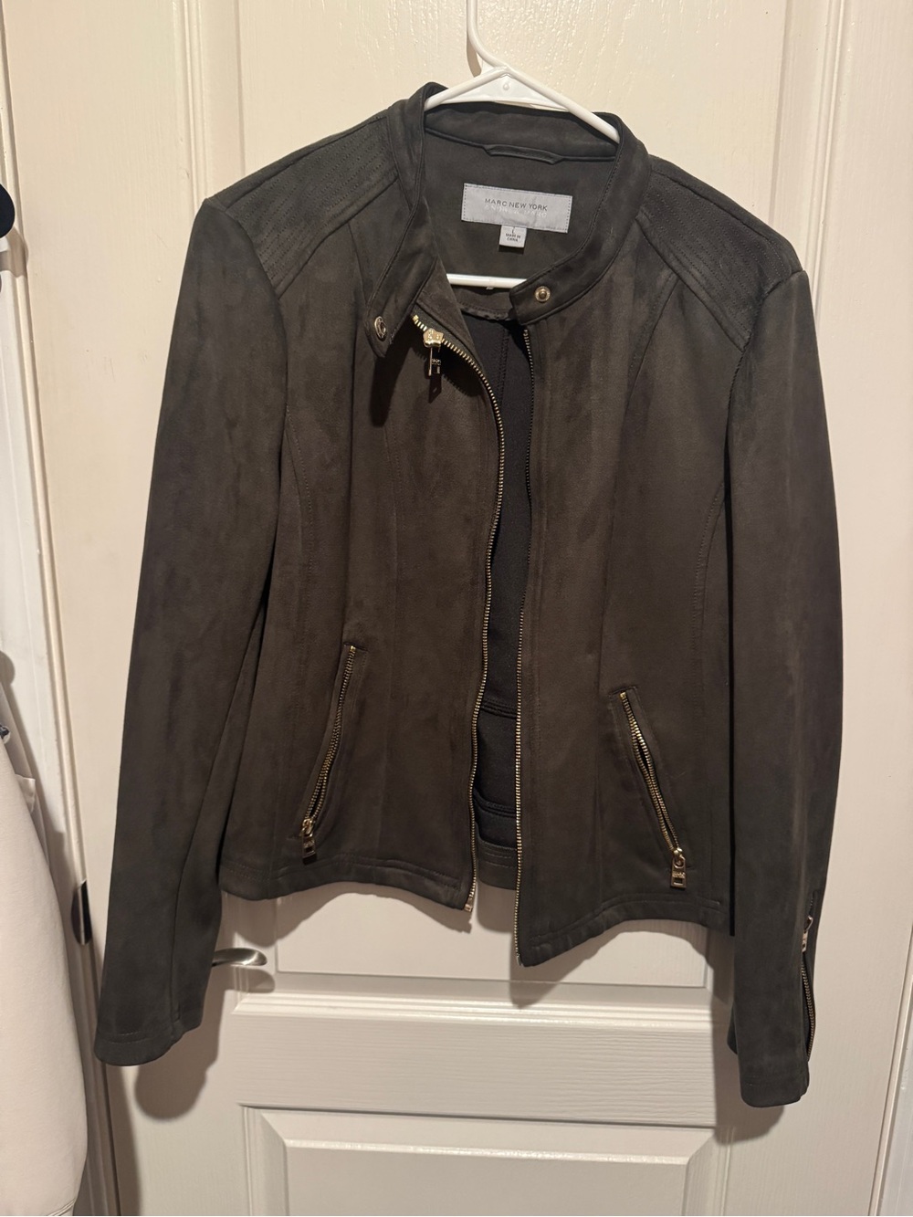 Marc New York Olive Suede Zip Jacket